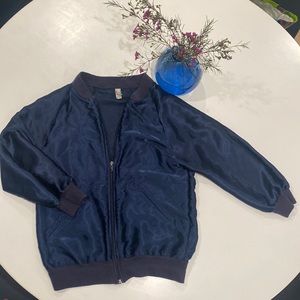 American Apparel Navy Satin Roller Jacket XS Blue